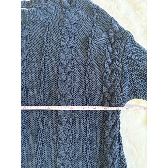 Velvet by Graham & Spencer Sweater Women M Navy Cable Knit Fisherman Core Preppy - Picture 6 of 9